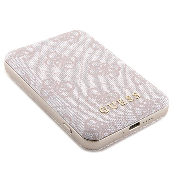 Guess Set iPhone15 Pro Hülle + Powerbank 5000mAh MagSafe pink 4G