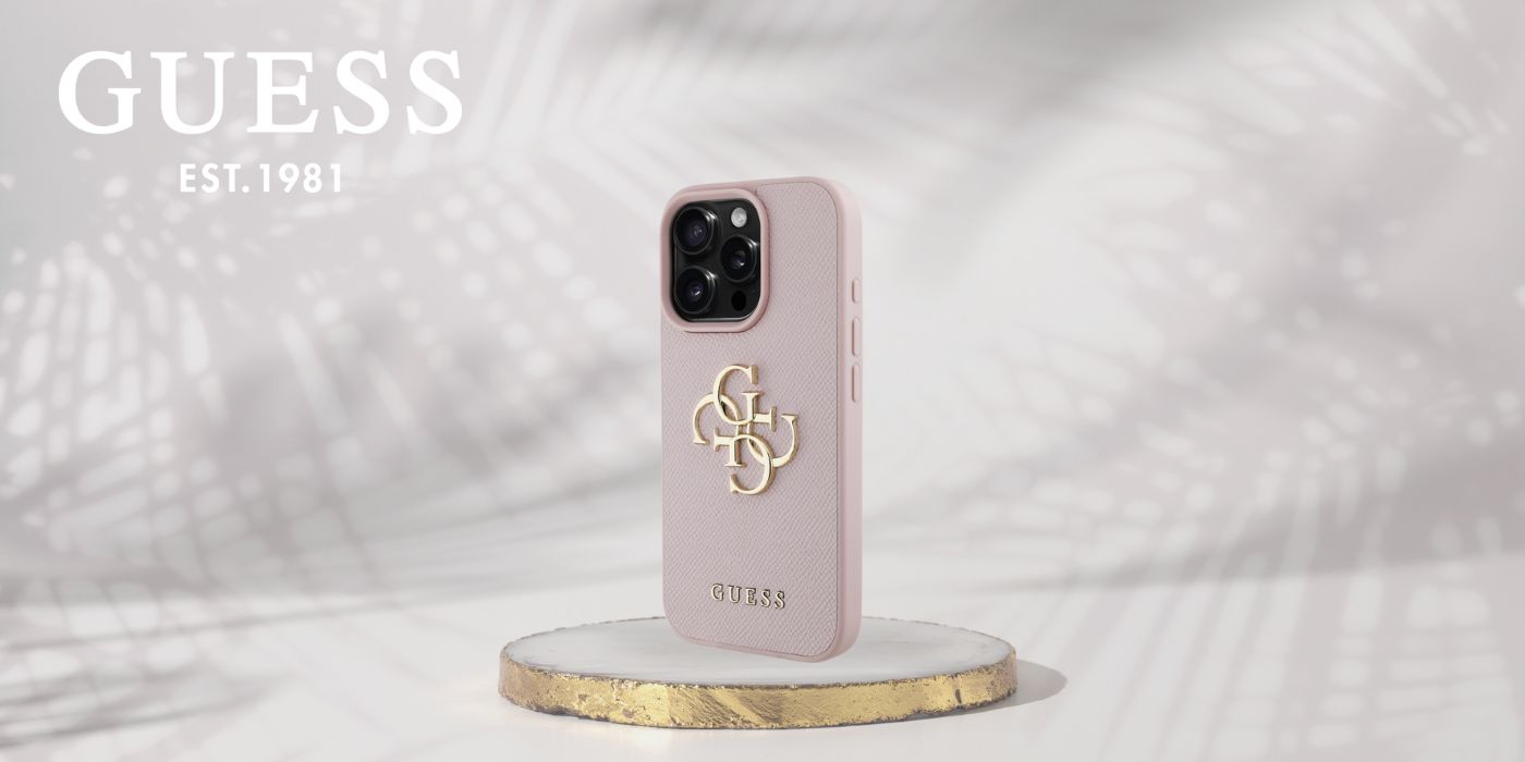 Guess Grained Big 4G Logo Small Classic Logo Pink iPhone 16 Pro Max