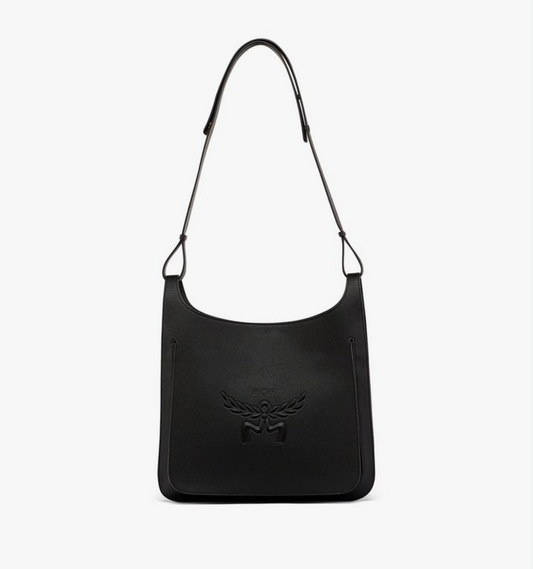 MCM Himmel Hobo in Embossed Logo Leather Large