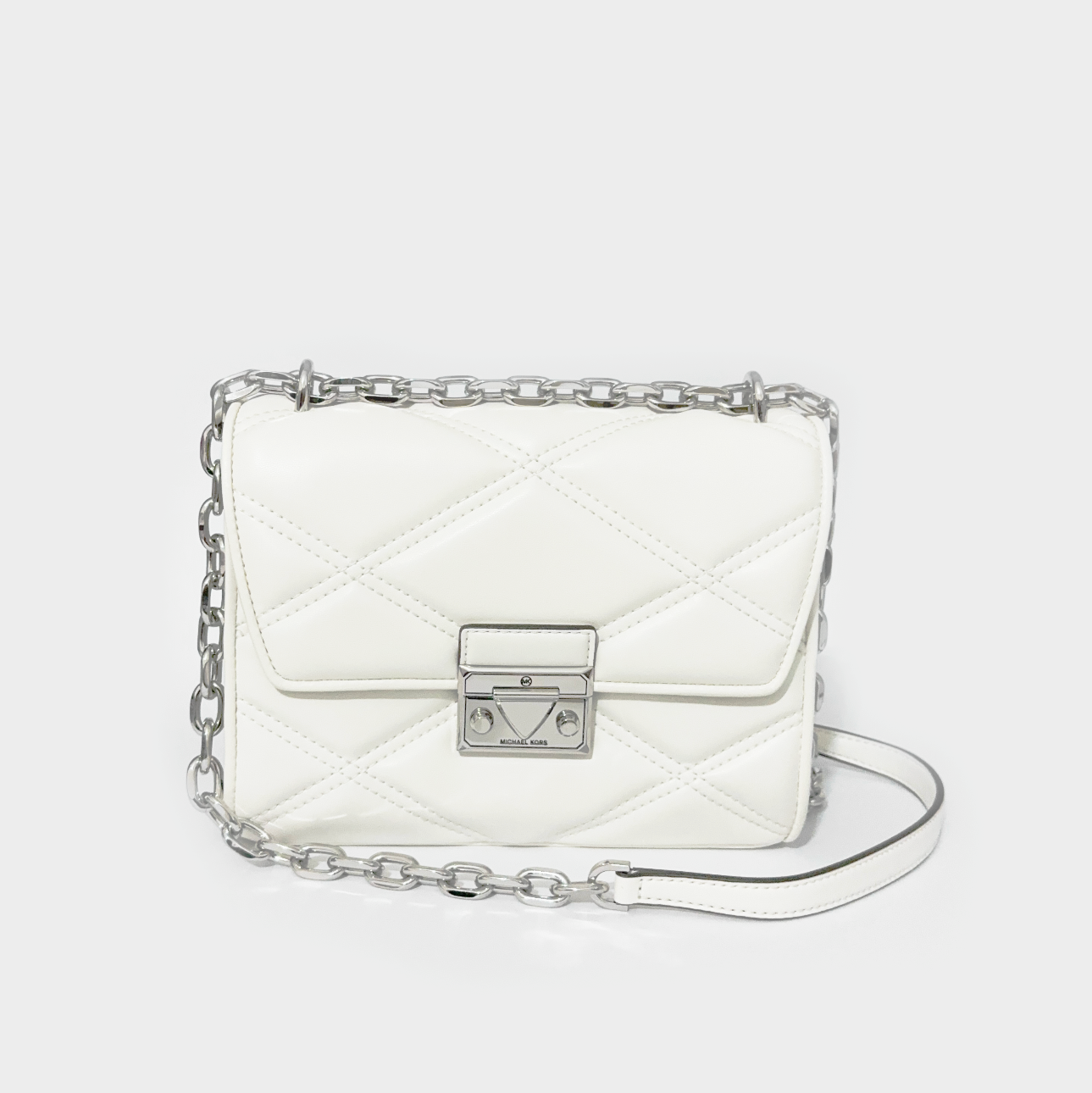 Michael Kors Serena Quilted Crossbody Optic White