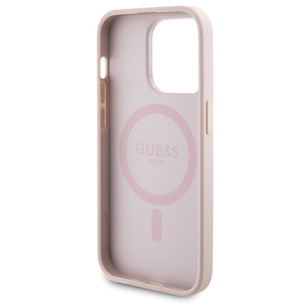 Guess Set iPhone15 Pro Hülle + Powerbank 5000mAh MagSafe pink 4G