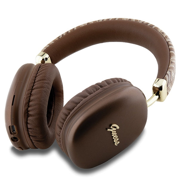 Guess Bluetooth on-ear headphones brown Gcube Metallic Script Logo