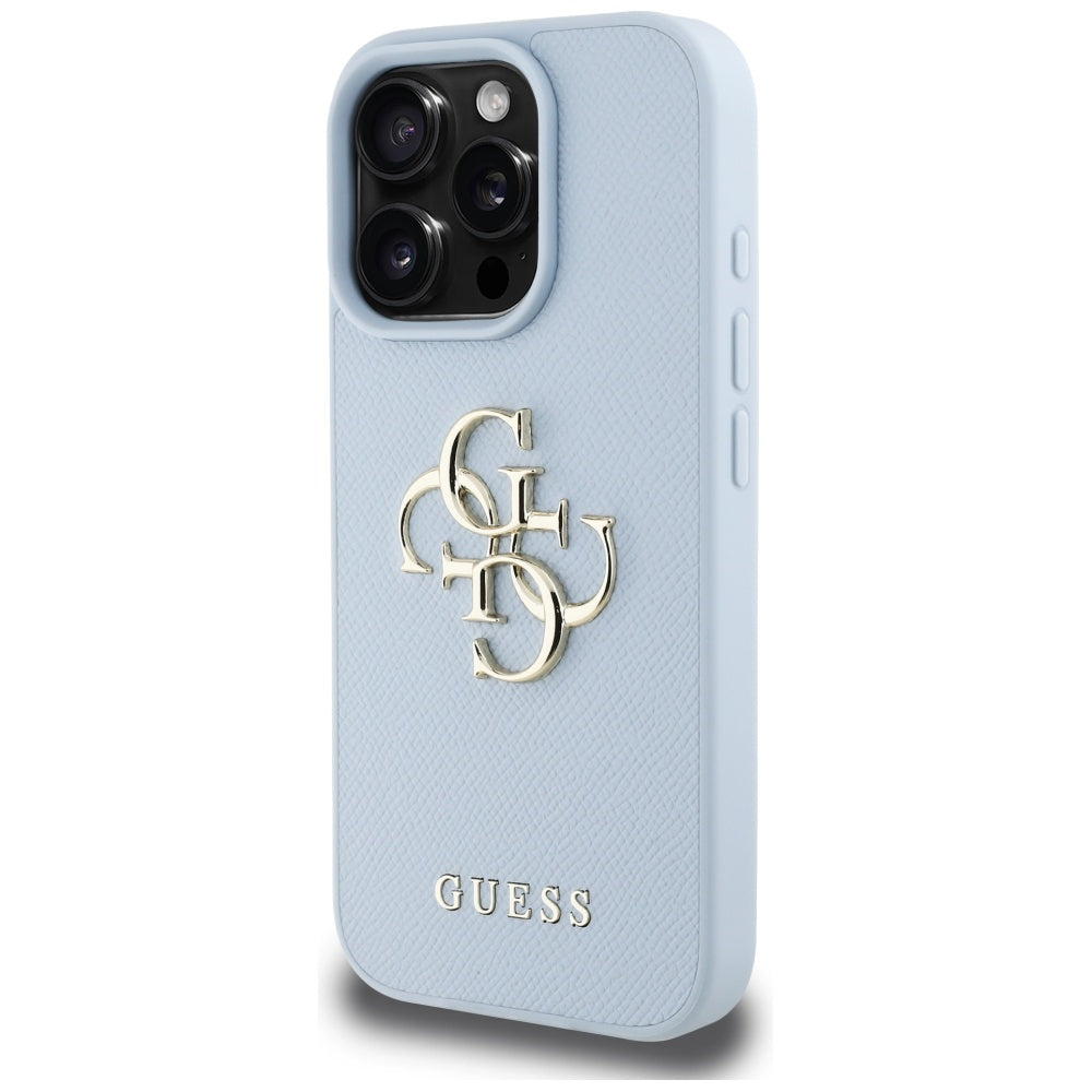 Guess Grained Big 4G Logo Small Classic Logo iPhone 16 Pro blue