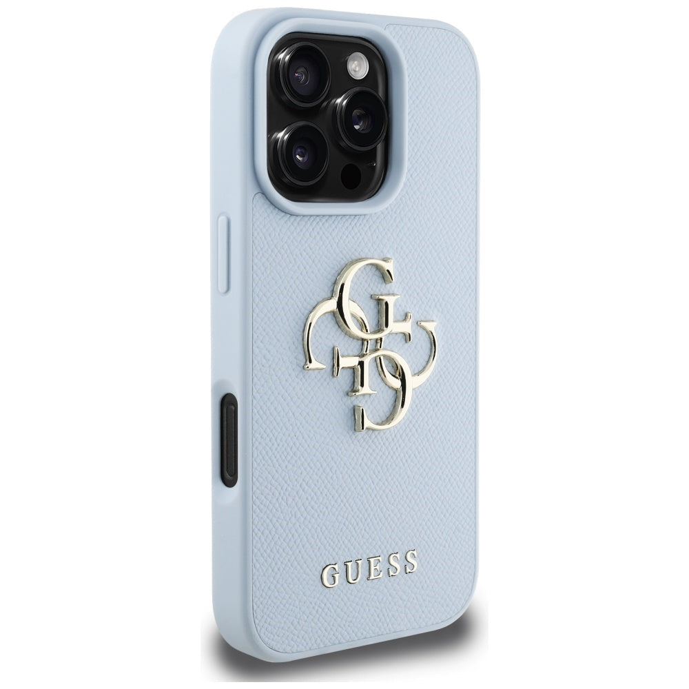 Guess Grained Big 4G Logo Small Classic Logo iPhone 16 Pro blue
