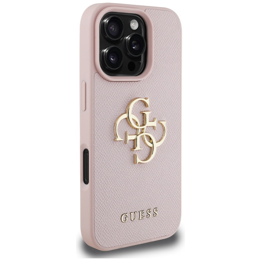 Guess Grained Big 4G Logo Small Classic Logo Pink iPhone 16 Pro Max