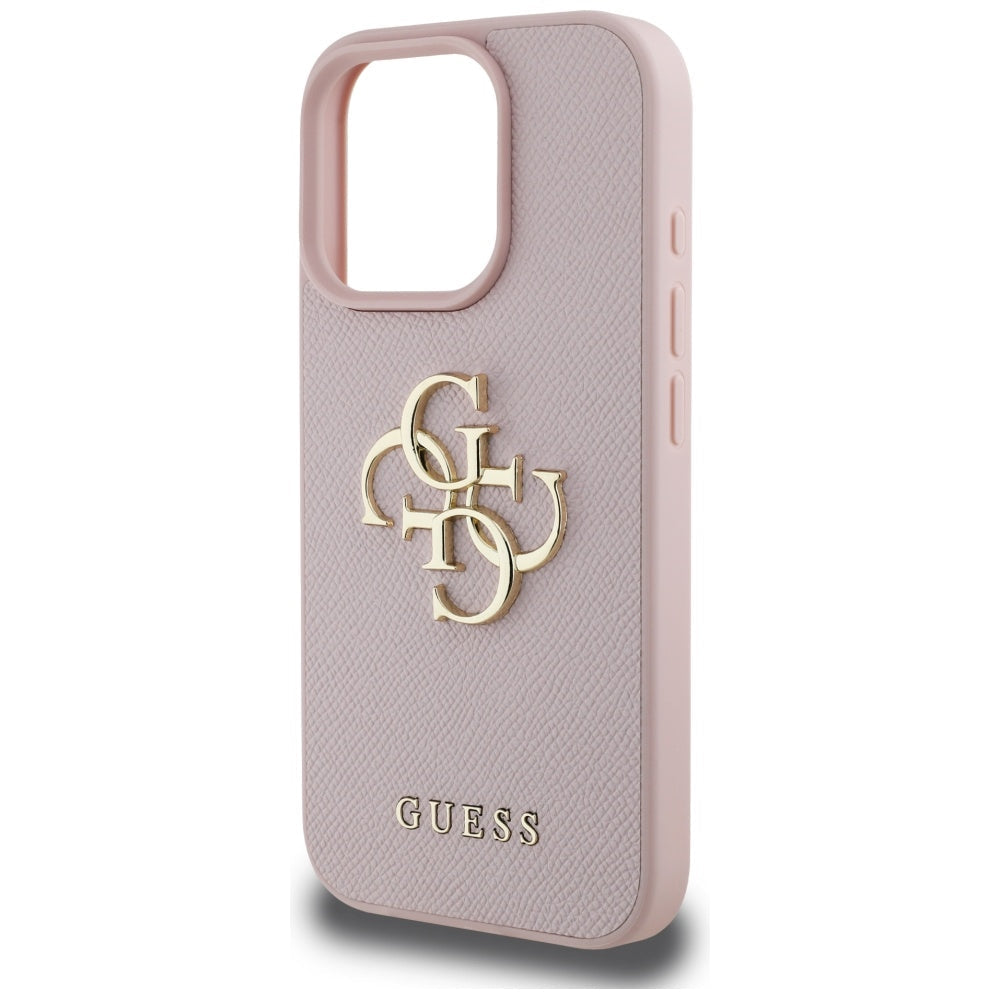 Guess Grained Big 4G Logo Small Classic Logo Pink iPhone 16 Pro Max