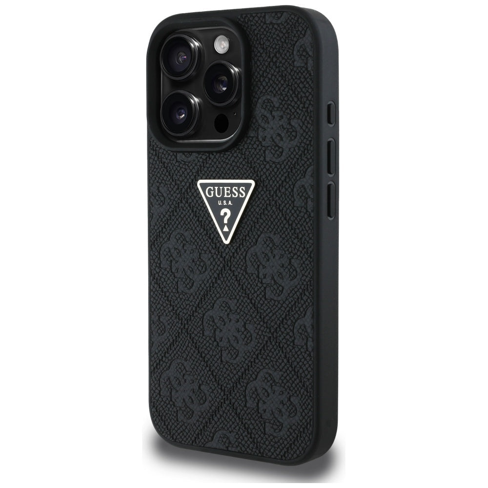 Guess Hot Stamp 4G Pattern Triangle Metal Logo iPhone 16 Pro Max