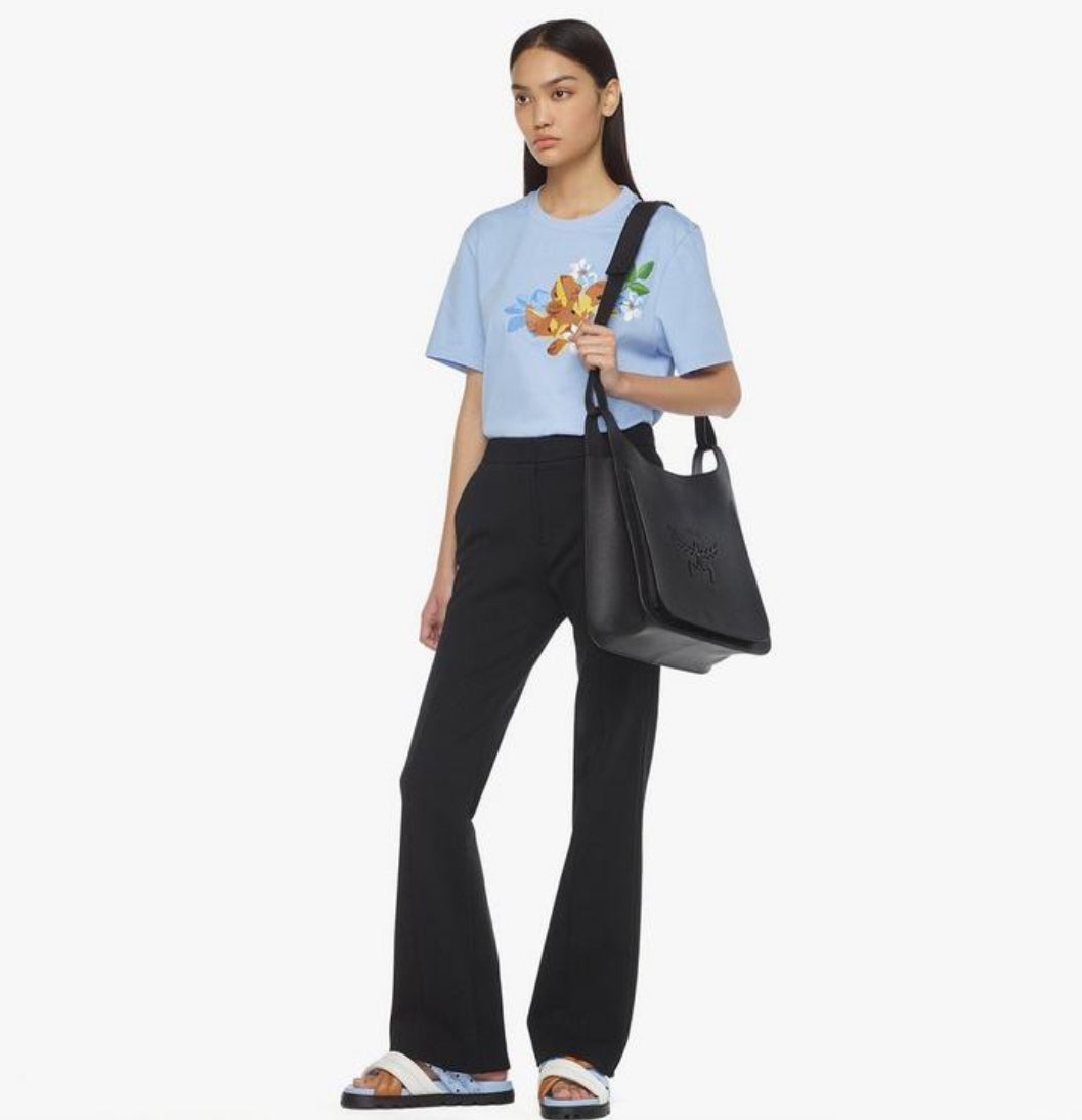 MCM Himmel Hobo in Embossed Logo Leather Large